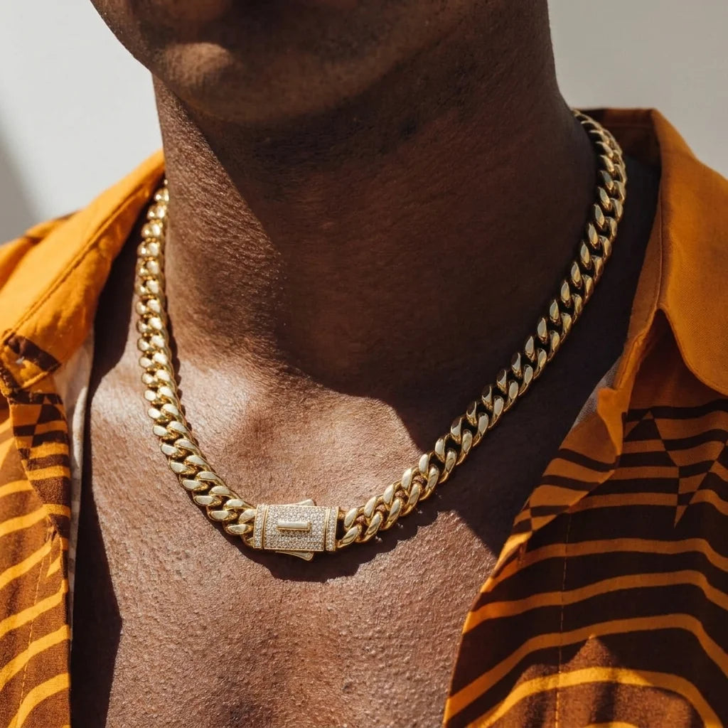 CADENA CUBANA 18K GOLD + GRATIS PULSO CUBANO