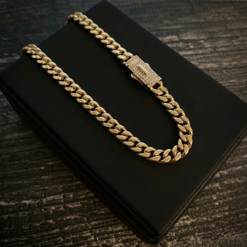 CADENA CUBANA 18K GOLD + GRATIS PULSO CUBANO