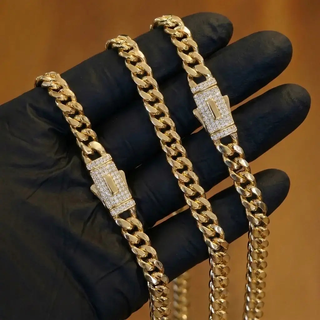 CADENA CUBANA 18K GOLD + GRATIS PULSO CUBANO