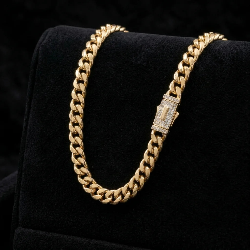 CADENA CUBANA 18K GOLD + GRATIS PULSO CUBANO