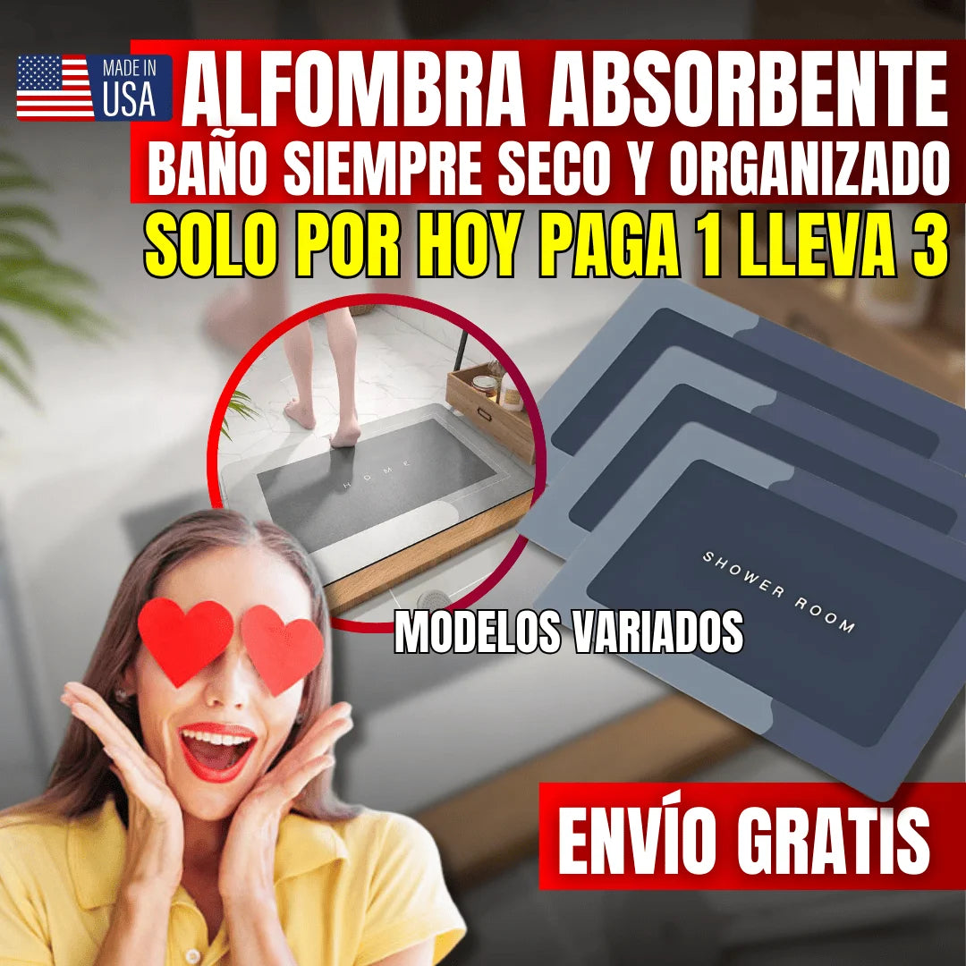 ALFOMBRA ABSORBENTE DE BAÑO PAGUE 1 LLEVE 3✨