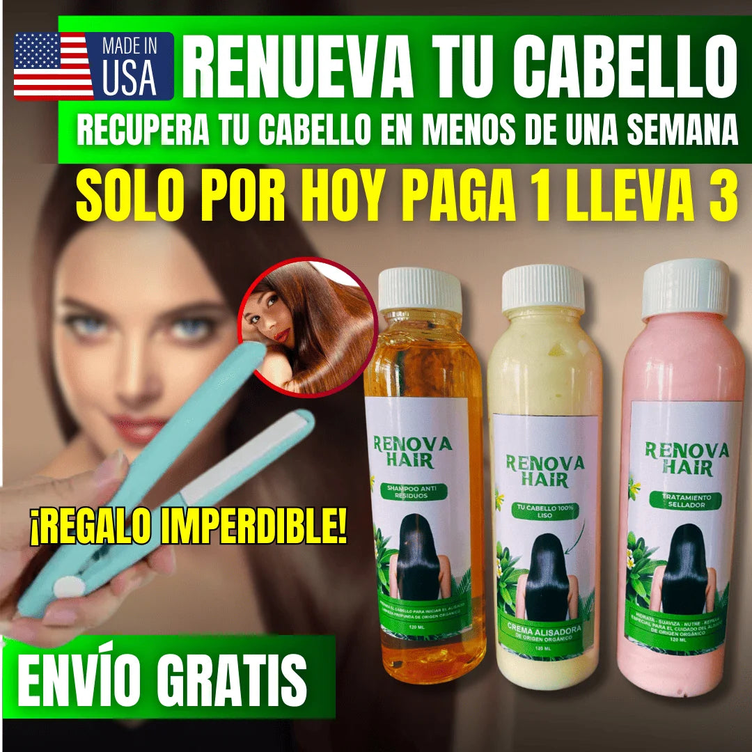 KIT RENOVA HAIR REPARACIÓN PROFUNDA + PLANCHA DE PELO