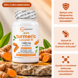 Turmeric Cúrcuma · frasco y beneficios