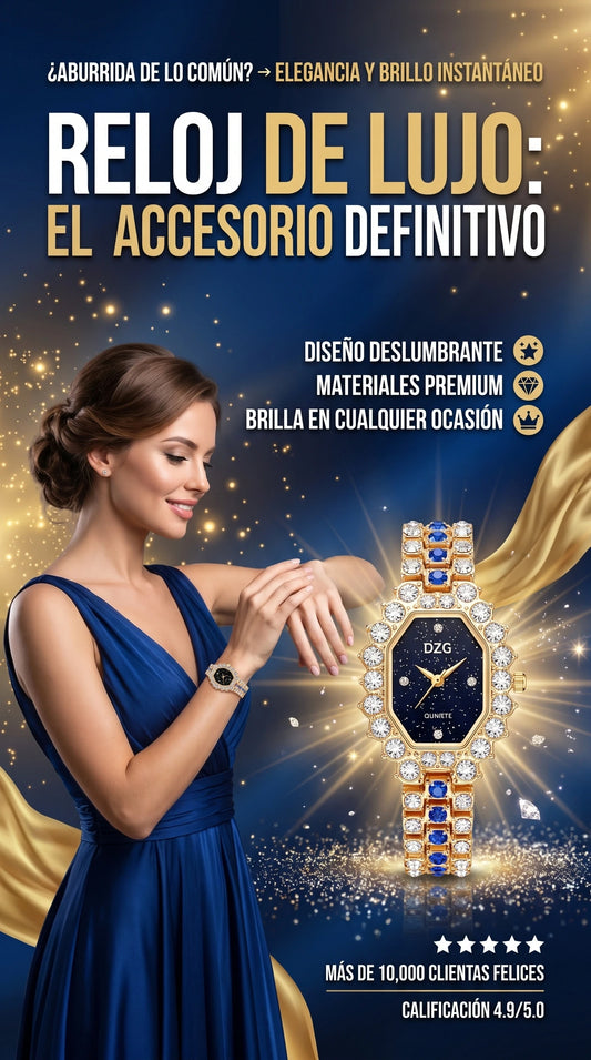 RELOJ LUXURY CON PIEDRAS PREMIUN DAMA + ENVIO GRATIS