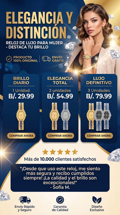 RELOJ LUXURY CON PIEDRAS PREMIUN DAMA + ENVIO GRATIS