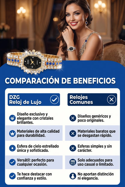 RELOJ LUXURY CON PIEDRAS PREMIUN DAMA + ENVIO GRATIS