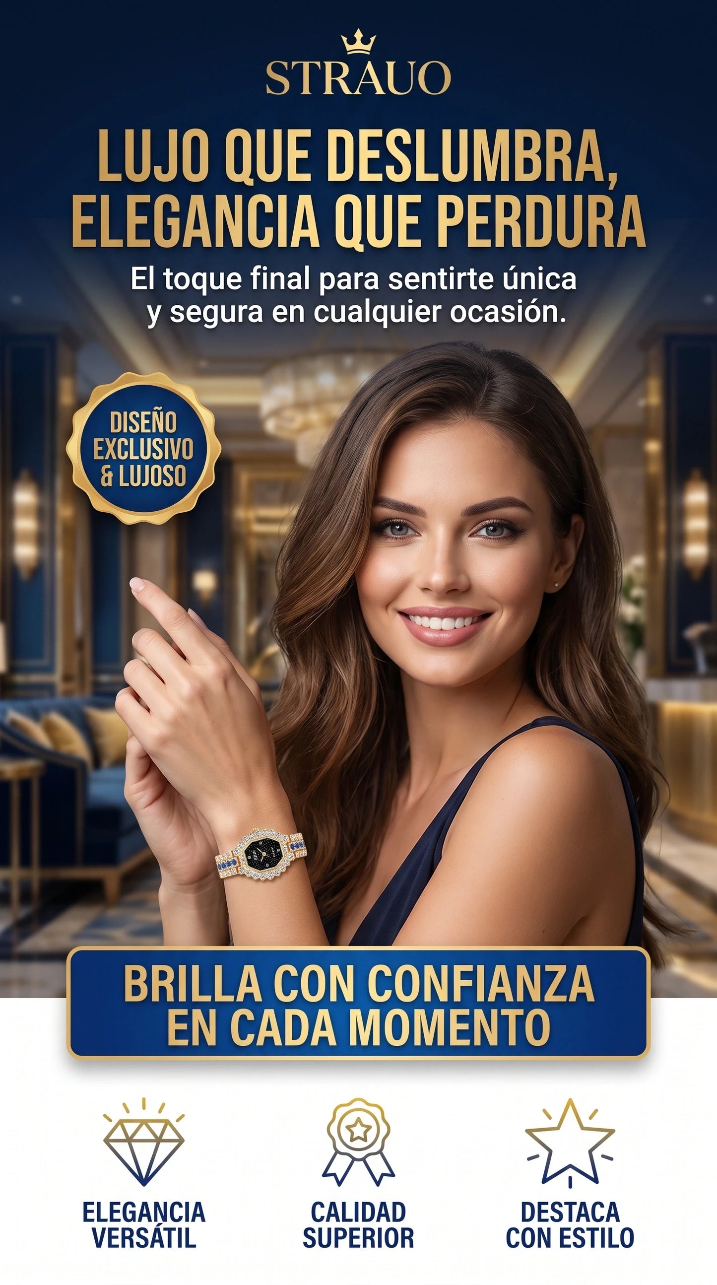 RELOJ LUXURY CON PIEDRAS PREMIUN DAMA + ENVIO GRATIS