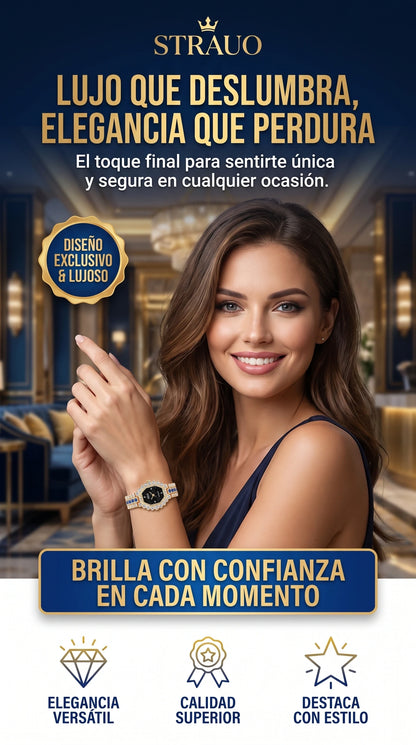 RELOJ LUXURY CON PIEDRAS PREMIUN DAMA + ENVIO GRATIS