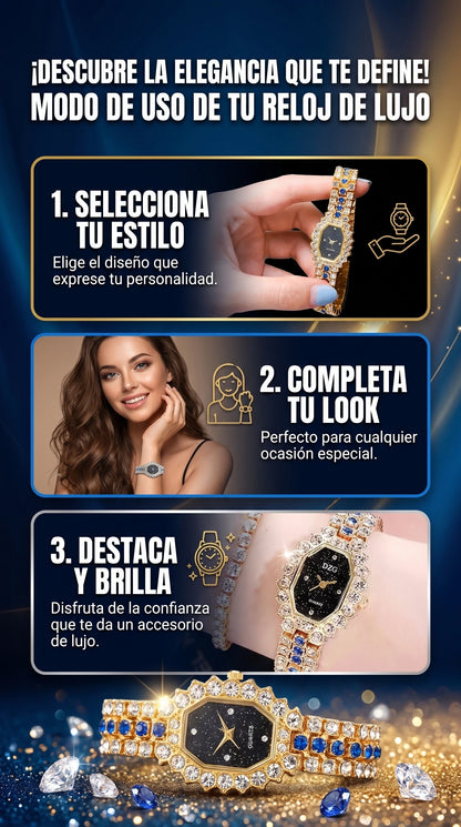 RELOJ LUXURY CON PIEDRAS PREMIUN DAMA + ENVIO GRATIS