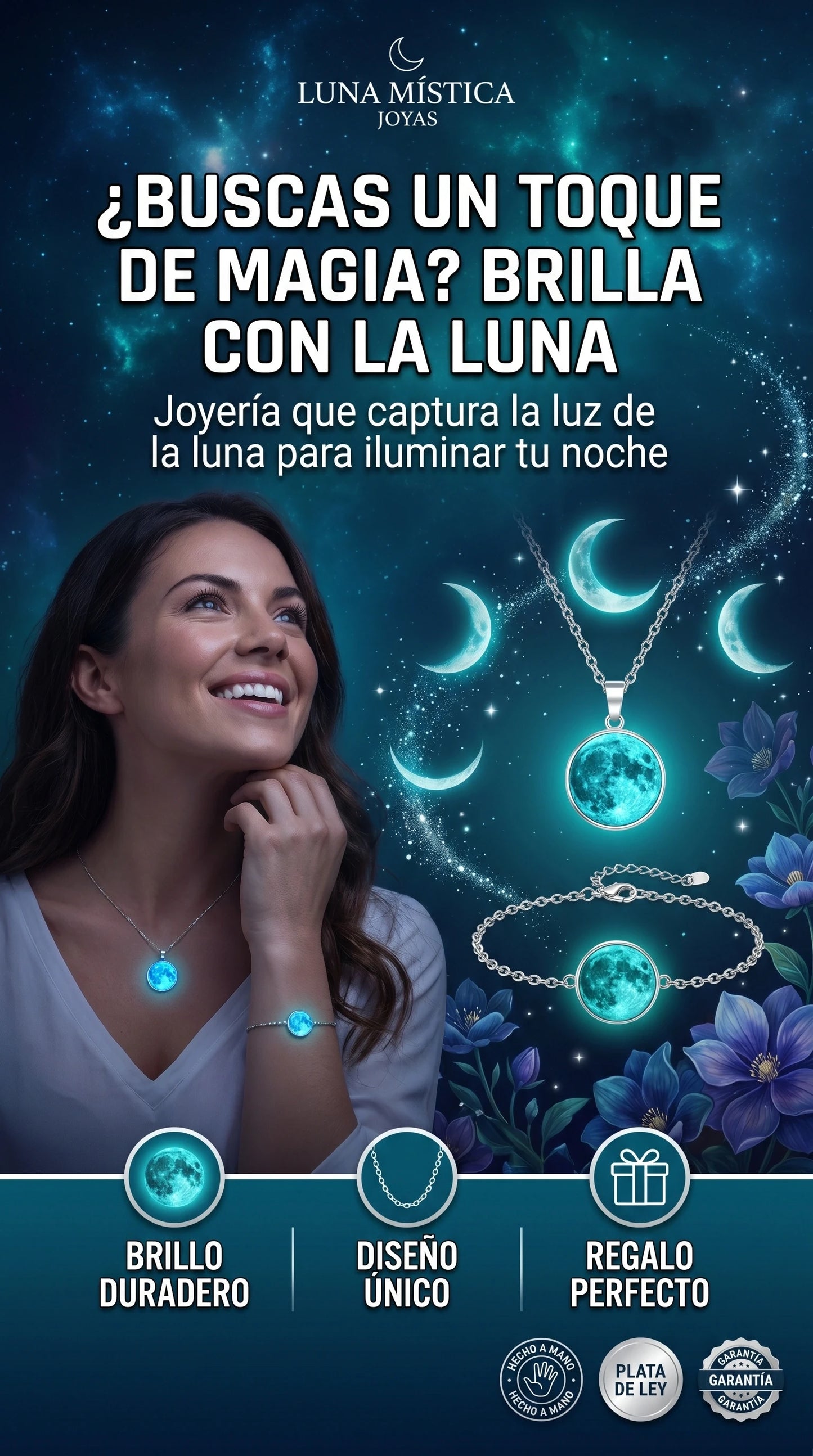 COLLAR DE LUNA + PULSERA + ARETES + ENVIO GRATIS