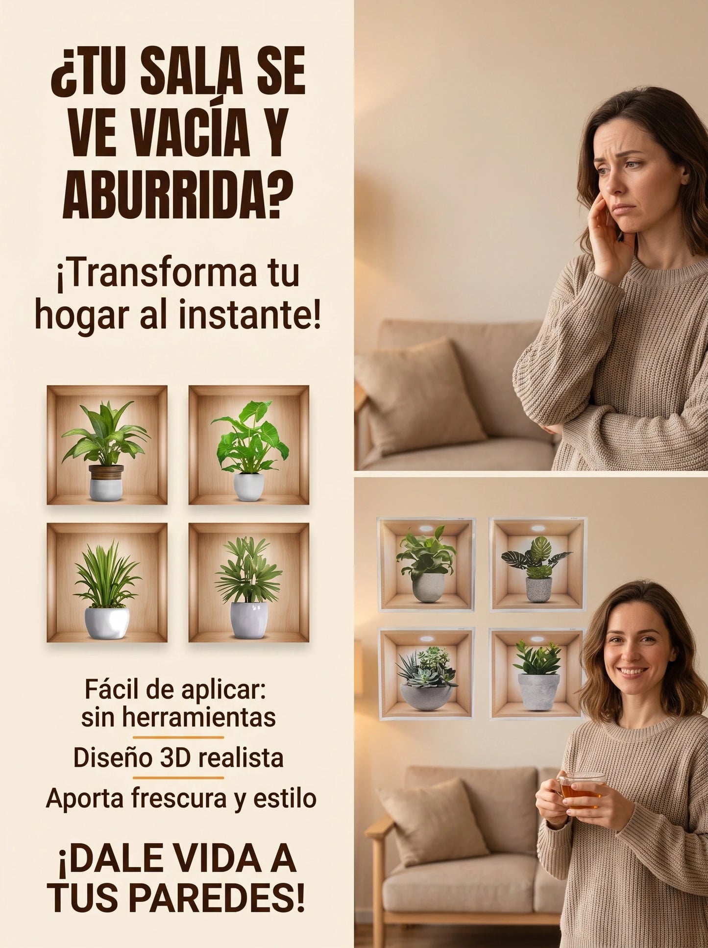 CUADROS PEGATINAS ADHESIVOS X 4 PREMIUN