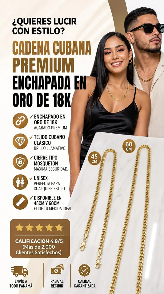 CADENA CUBANA PREMIUM ENCHAPAD4 EN 18K