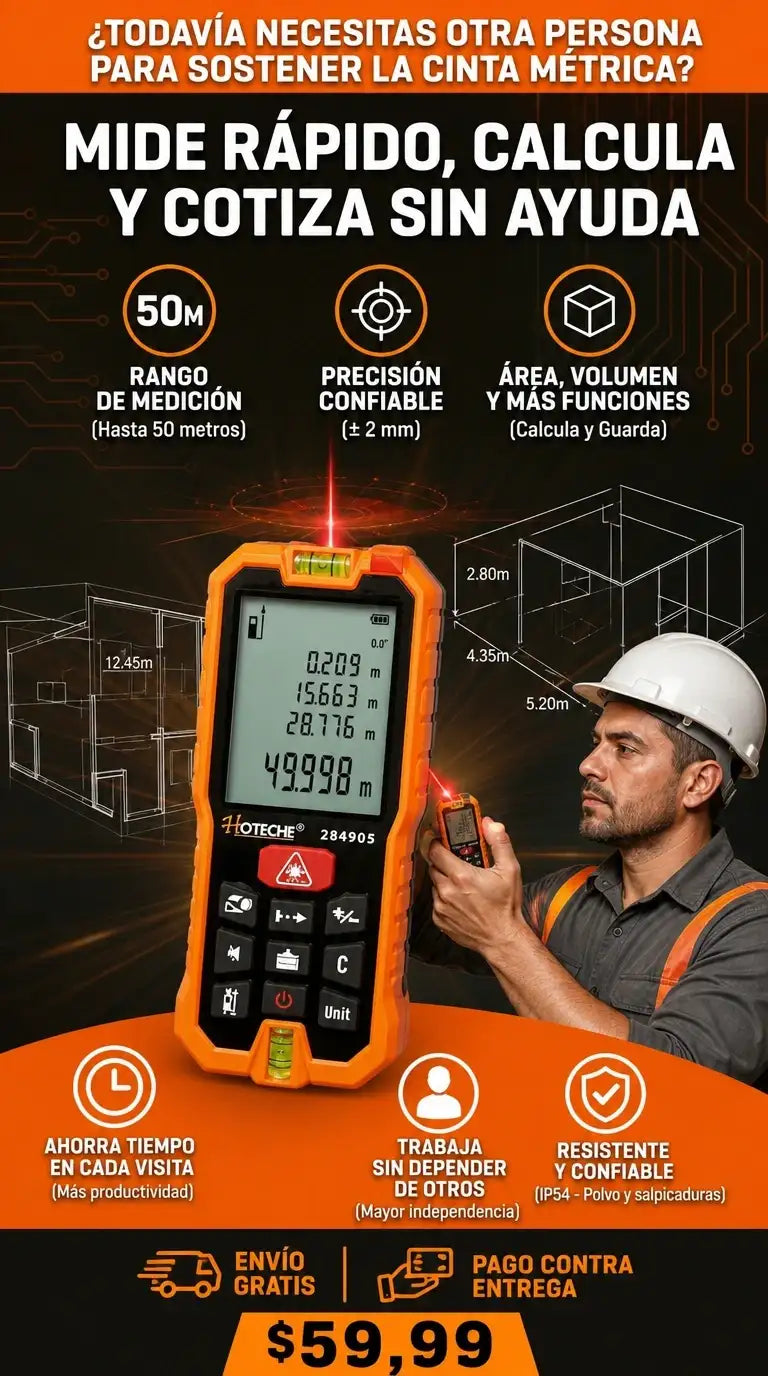 MidePro 50M – Medidor Láser con Doble Nivel