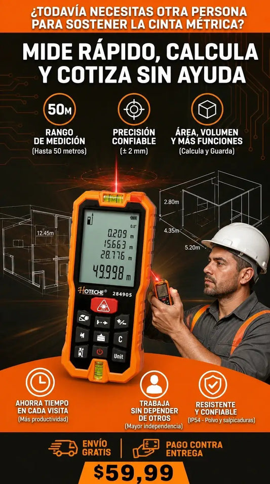 MidePro 50M – Medidor Láser con Doble Nivel