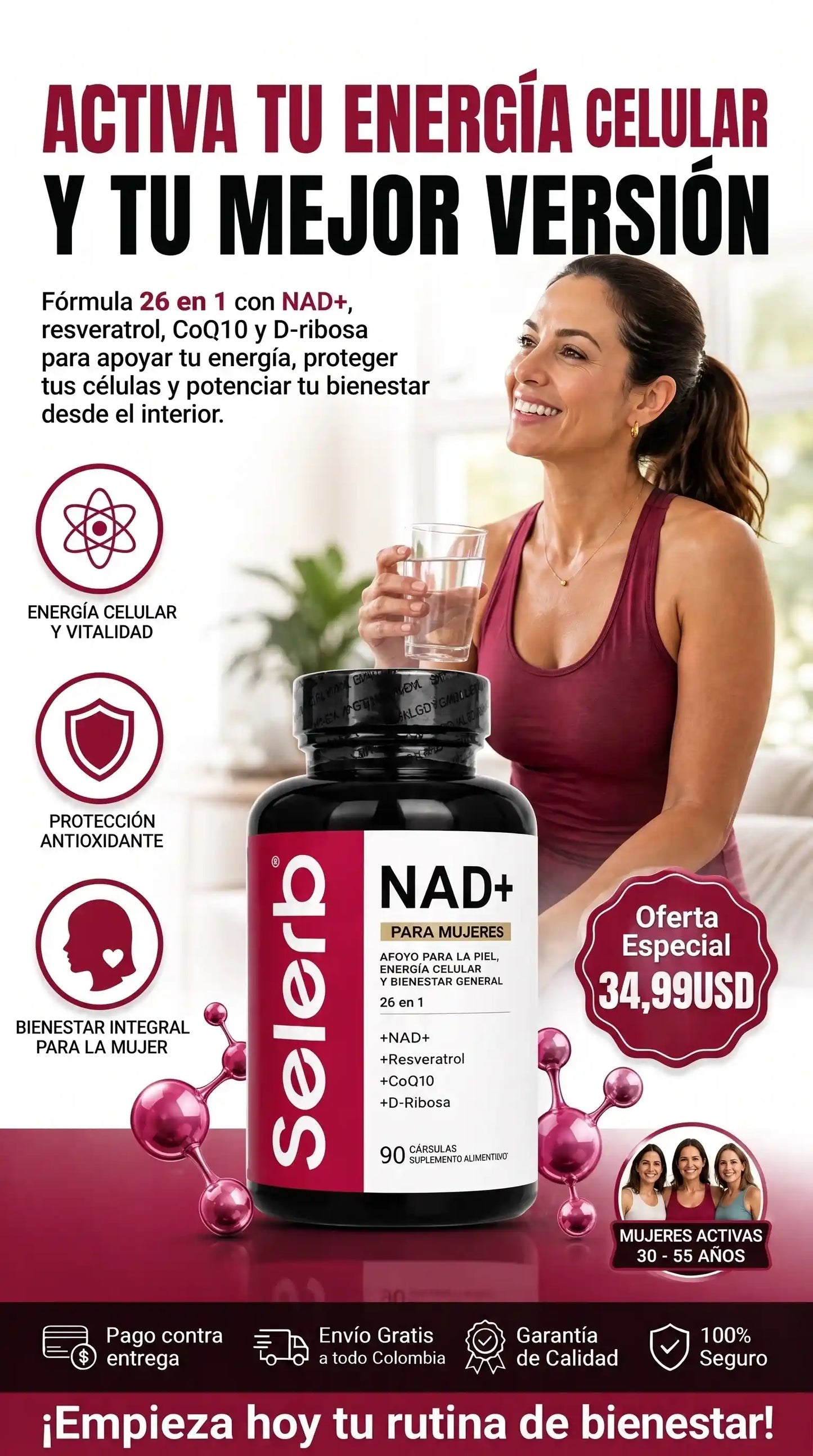 Selerb NAD+ Mujer – Complejo de Vitalidad Celular 26 en 1